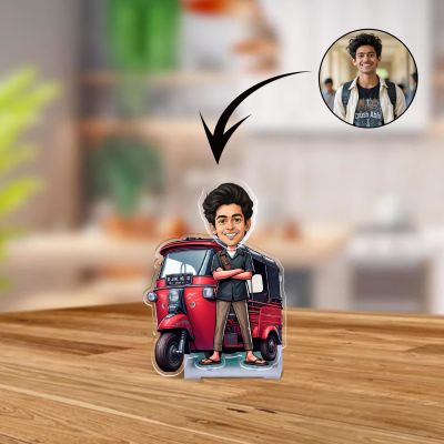 Personalized Auto Man Funny Face Caricature with Shaking Head, Solar Powered Bobblehead Showpiece for Tabletop & Car Dashboard Funny Gift for Brother & Friends